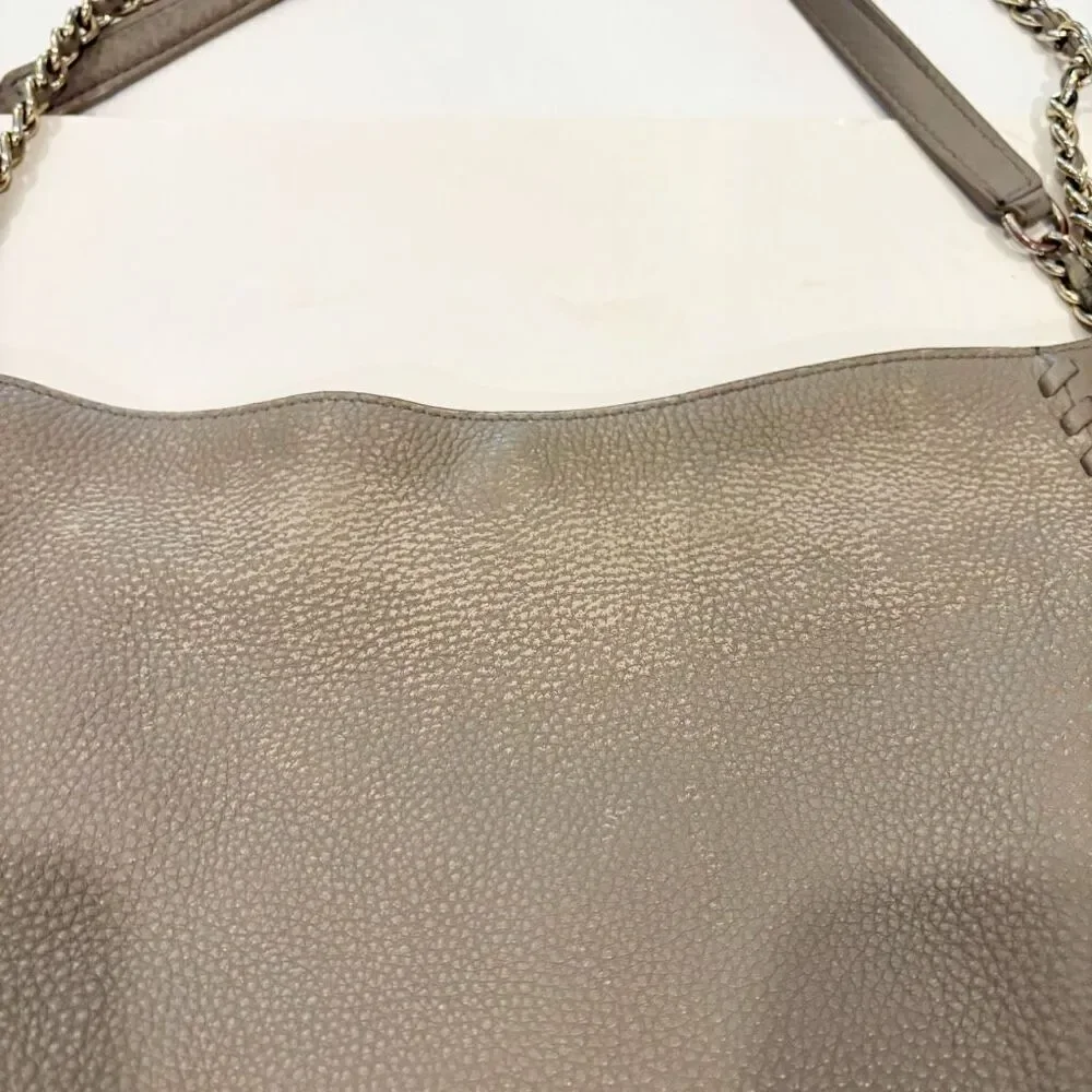 Tory Burch Marion Chain Slouchy Tote Bag French Gray $495.00 FLAW